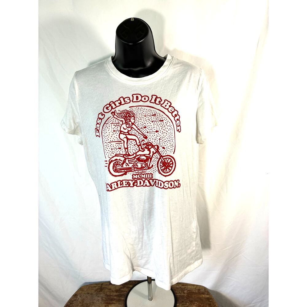 Harley-Davidson Fast Girls Do It Better T Shirt Medium White